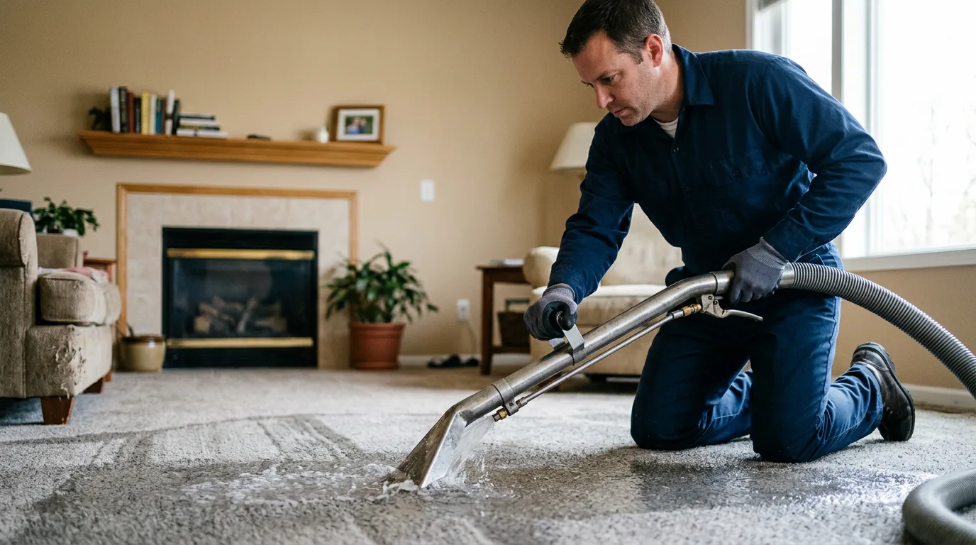 Water damage restoration technician working near Kewanna, IN